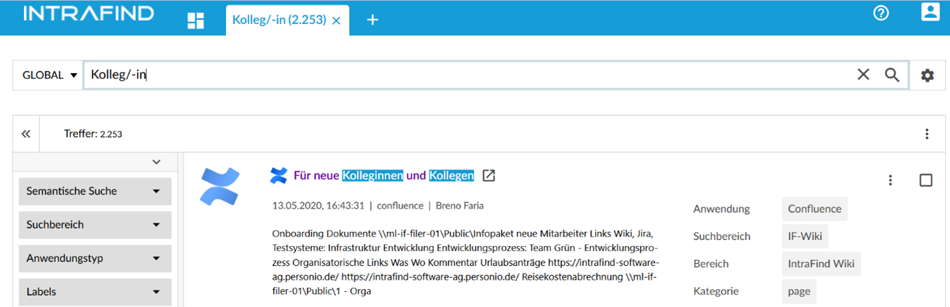 Screenshot iFinder Kollegensuche